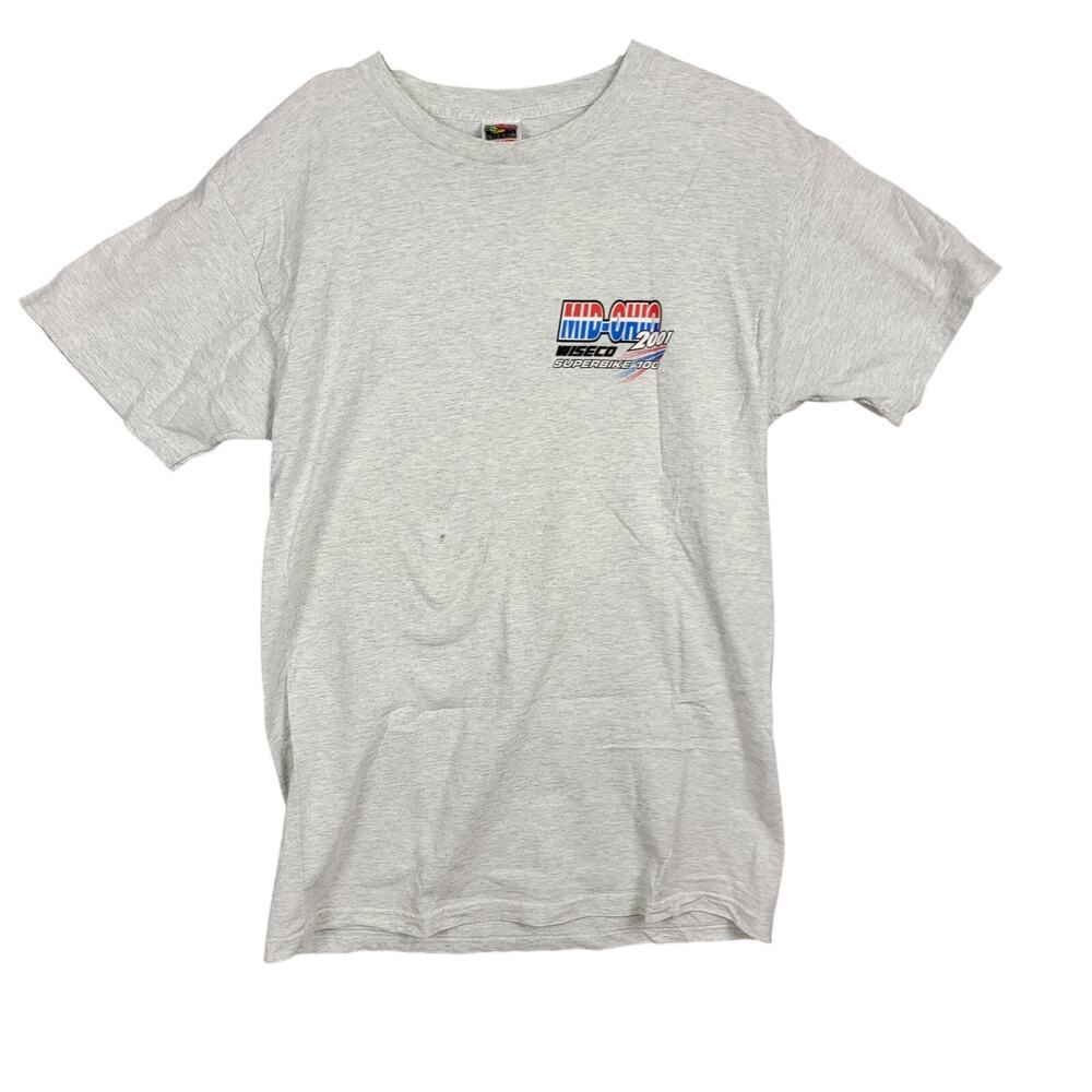 Vintage 2001 Mid Ohio Wiseco Superbike 100 Motorcycle Racing T-Shirt Mens L